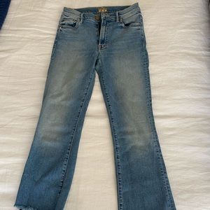 Mother Cropped Fray Jeans